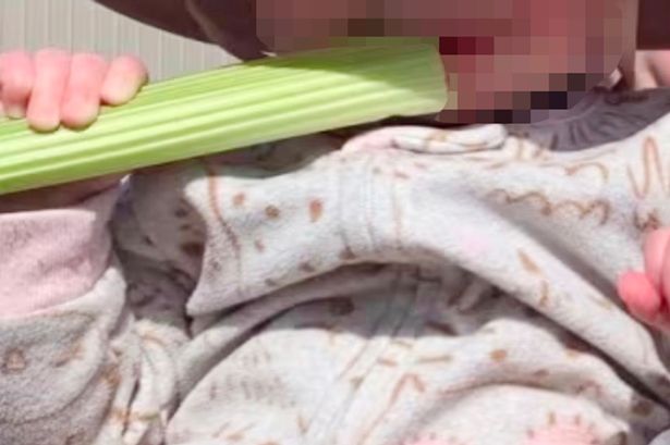 Baby left with red raw mouth from celery sticks as mum issues urgent warning