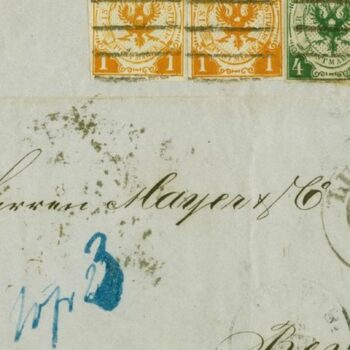 Eine alte Postsendung mit seltenen Postwertzeichen aus der Sammlung des Tengelmann-Chefs und Milliardärs Erivan Haub. Foto: -/dp