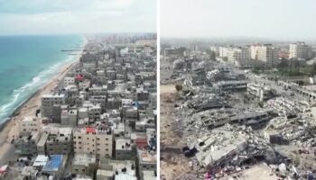 Vorher-Nachher-Bilder: Gazastreifen: Drohnenaufnahmen zeigen Ausmaß der Zerstörung