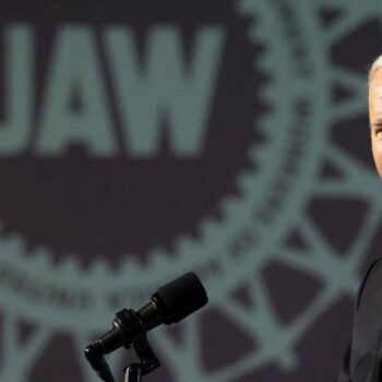 Le président américain Joe Biden lors d'une conférence du syndicat automobile UAW, le 24 janvier 2024 à Washington