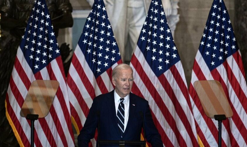 Le président américain Joe Biden au Capitole, le 1er février 2024 à Washington