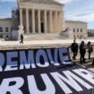 Anti-Trump protesters outside the US Supreme Court. Pic: AP