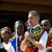 Le ministre de l'Intérieur Gérald Darmanin (au centre) à Combani, à Mayotte, le 24 juin 2023