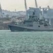Un navire de guerre russe devant le port de Sebastopol, en Crimée, le 12 février 2022