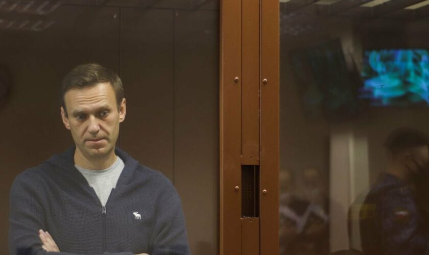 Photo fournie par le tribunal du district de Babushkinsky, le 12 février 2021, de l'opposant russe Alexeï Navalny au tribunal de Moscou