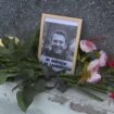 Flowers laid in memory of Alexei Navalny in Moscow