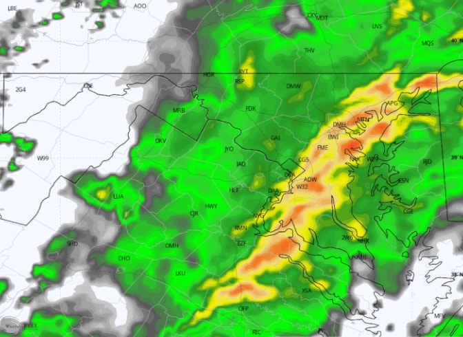 D.C.-area forecast: Mild with showers today, damaging wind gusts possible this evening