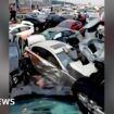 Multiple smashed cars