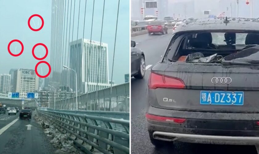 Frostige Geschosse: Eiszapfen stürzen von Brücke und demolieren etliche Autos