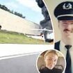 Heartstopping moment three survivors run from exploding private jet that crashed on Florida freeway, as two killed are identified as pilot, 50, and his co-pilot