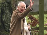 King Charles sets his health woes aside and gives a wave to well-wishers as he steps out to attend church in Sandringham with Queen Camilla - after shock cancer diagnosis