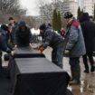 Arrivée du cerceuil de Alexei Navalny au cimetière de Borisovo dans le district de Marino près de Moscou, le 1er mars 2024