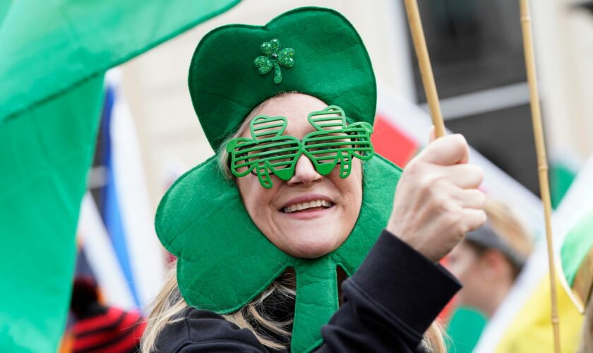 A member of the crowd at the St Patrick's Day Parade in central London. Picture date: Sunday March 17, 2024.