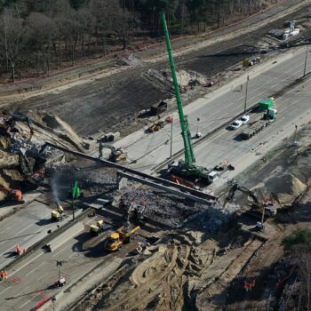 A section of the M25 is closed while a bridge is demolished. Pic: PA