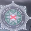 A stock picture of a Police Service of Northern Ireland (PSNI) logo badge in Belfast Northern Ireland.