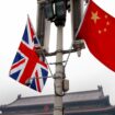 British and Chinese national flags in front of the Tiananmen Gate in Beijing. Pic: AP
