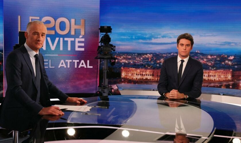 Le Premier ministre Gabriel Attal, au 20 heures de TF1, mercredi 27 mars 2024.