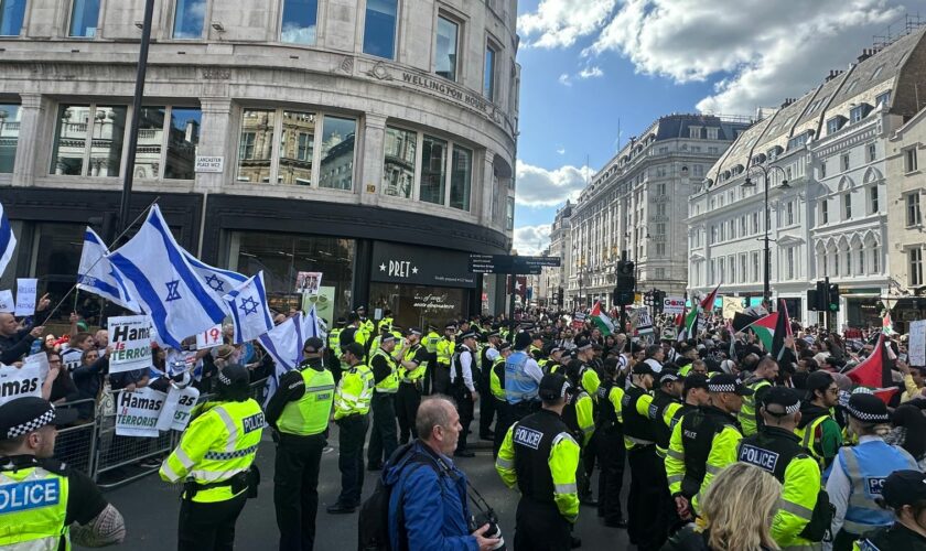 Today's pro-Israeli and pro-Palestinian protests in London seethed with mutual animosity