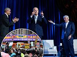 Chaos as protesters paying up to $500K a ticket heckle Biden, Obama and Clinton at Radio City: Demonstrator tells presidents 'you are out of your f***ing minds' on Russia and Palestinian supporters says they have blood on their hands