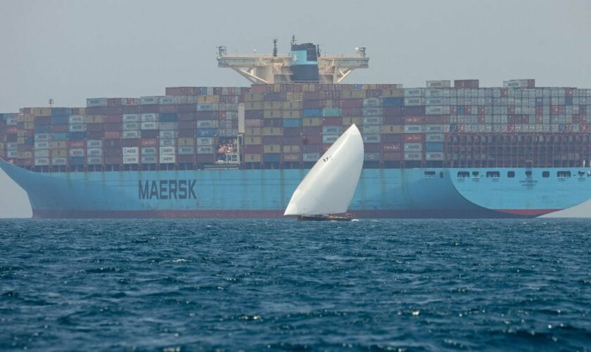 Un porte-conteneurs de la compagnie Maersk croise au large de Dubaï, le 4 juin 2022