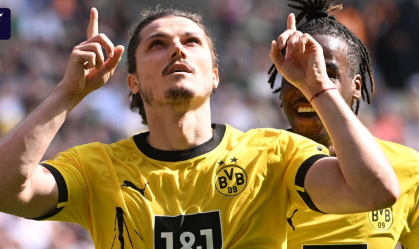 2:1 in Mönchengladbach: Dortmund kommt in Unterzahl zum Sieg
