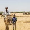 Deux jeunes traversent la frontière entre le Tchad et le Soudan dans le camp de réfugiés de Koufroun, le 9 avril 2024