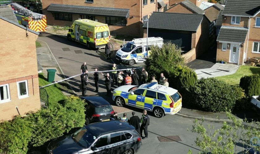 Police at the scene in Bradford. Pic: YappApp