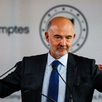 Pierre Moscovici, premier président de la Cour des comptes, lors de la présentation du rapport financier annuel de l'institution, le 12 mars 2024 à Paris