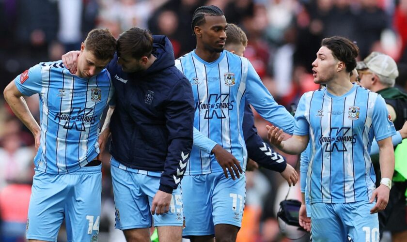 Coventry staged what could have been an historic comeback - before losing on penalties. Pic: Reuters/Toby Melville