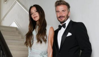 David Beckham sweetly carries Victoria Beckham on his back as they leave her 50th birthday bash