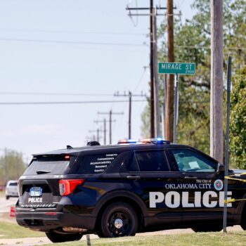 Police investigate after people were found dead in a home in Oklahoma City on Monday, April 22. Pic: Nathan J. Fish/The Oklahoman via AP