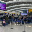 Passengers queue in Heathrow Airport. Pic: PA
