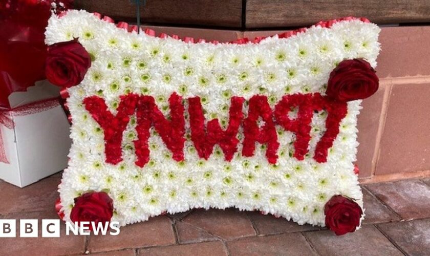 Floral tribute at the Hillsborough memorial at Anfield