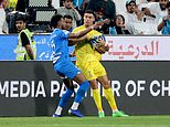 Cristiano Ronaldo is SENT OFF for appearing to elbow and stamp on an opponent during Al-Nassr's Saudi Cup semi-final defeat - before raising a fist towards the referee after red card