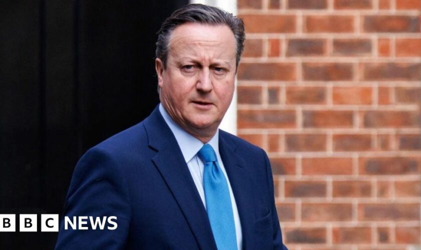 David Cameron looks stern