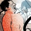Illustration der Kolumne "Die Diagnose": Mann unterdrückt ein Niesen am Steuer