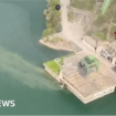 The hydroelectric power plant on Lake Suviana seen in a video shared by the Italian fire and rescue service