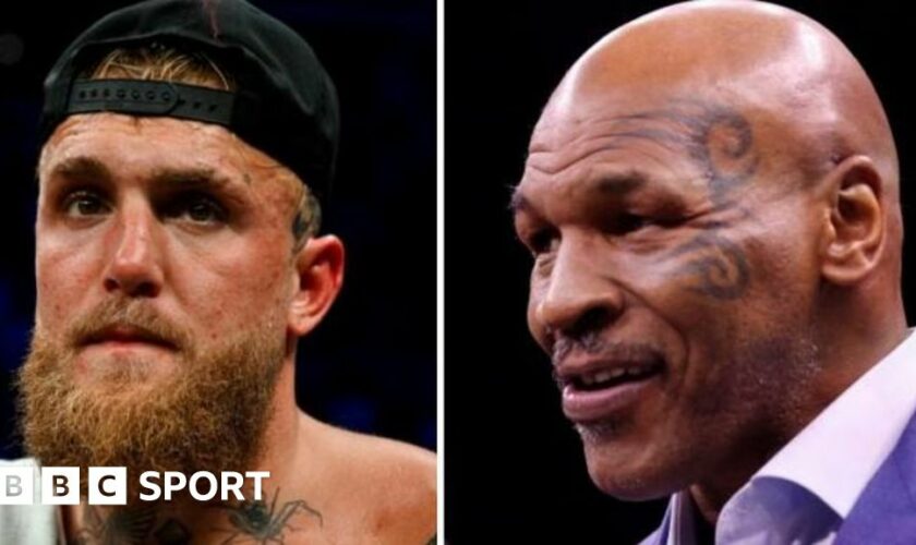 Composite image of Jake Paul and Mike Tyson