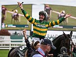 Jockey Paul Townend is rewarded with a kiss from his girlfriend after winning the £1million Grand National on joint favourite I Am Maximus in front of 80,000 delighted racegoers