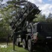 A launcher of a Patriot missile system of the Bundeswehr, the German armed forces, stands during the "National Guardian" military exercise at the Bundeswehr's tank training grounds on April 18, 2024 in Munster, Germany