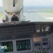 A video shared on social media shows pilots pulling off a nail-biting landing at Edinburgh Airport during high winds.
