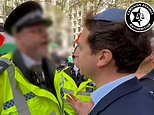 Shocking moment police officer threatens to ARREST man for 'breaching the peace' simply by being 'quite openly Jewish' near pro-Palestine march in London