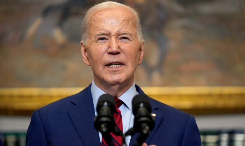 President Joe Biden delivers remarks about student protests over the war in Gaza, from the Roosevelt Room of the White House, Thursday, May 2, 2024, in Washington. Pic: AP
