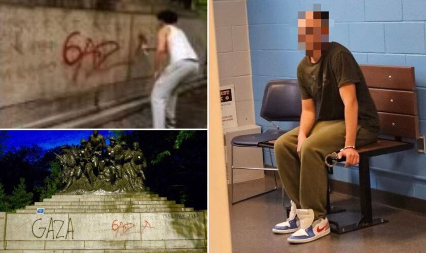 Anti-Israel teen, 16, arrested for defacing WWI memorial after father turns him in: NYPD