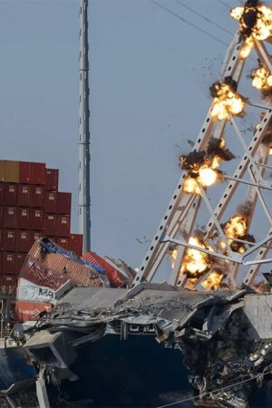 Collapsed Francis Scott Key Bridge detonated to help free ship from Port of Baltimore