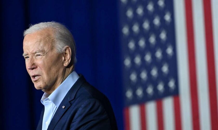 Joe Biden à Scranton, en Pennsylvanie (nord-est des Etats-Unis), le 16 avril 2024
