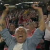 Southampton fan celebrates with prosthetic leg during play-off win