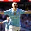 Manchester City's Phil Foden celebrates after scoring his side's opening goal. Pic: AP