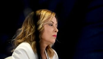 La Première ministre italienne Giorgia Meloni dans l’émission nationale italienne "Porta a Porta" à Rome le 4 avril 2024.