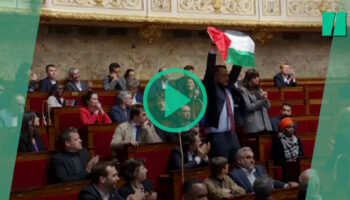 Le député LFI Sébastien Delogu brandit un drapeau de la Palestine dans l’hémicycle de l’Assemblée nationale